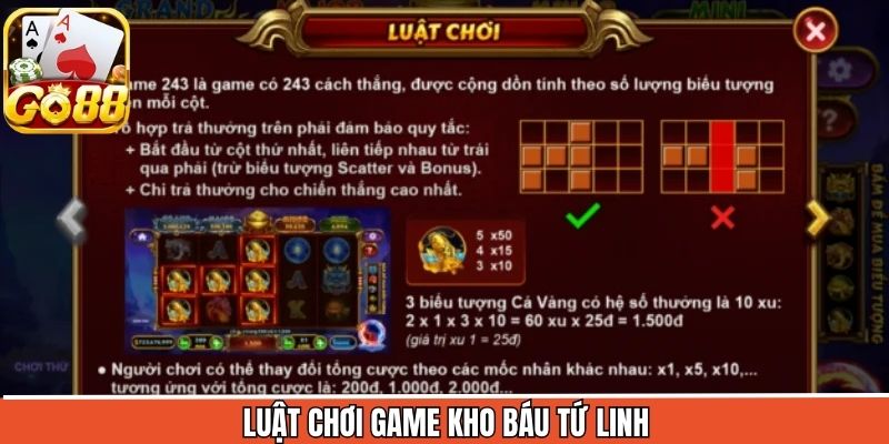 Luật chơi cơ bản của game Kho Báu Tứ Linh nên nắm
